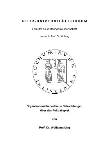 Organisationstheoretische Betrachtungen über das Fußballspiel. - ZfW