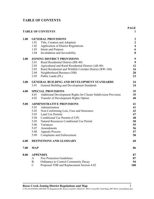 reese creek zoning district regulations and map - Gallatin County ...