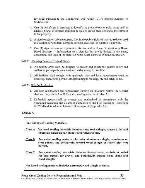 reese creek zoning district regulations and map - Gallatin County ...