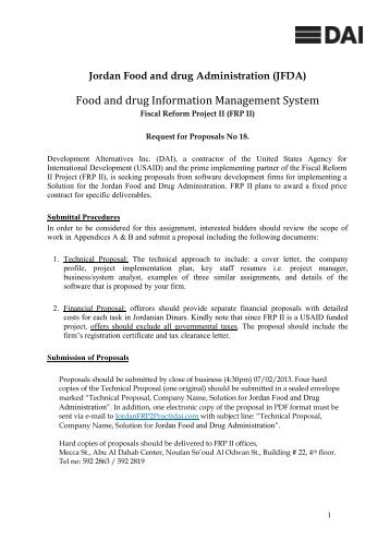 Jordan Food and drug Administration (JFDA) - Frp2.org