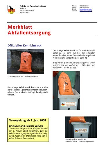 Merkblatt Abfallentsorgung - Gemeinde Gams