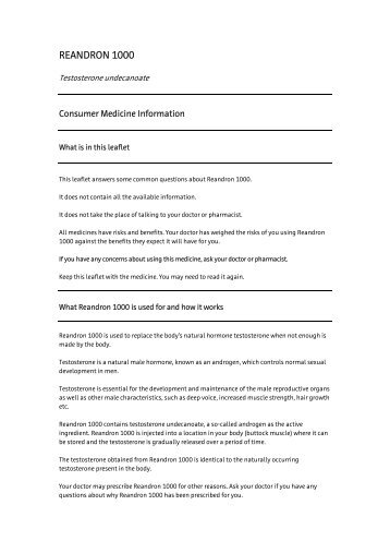 2005 Product Information Sheet Reandron 1000 - FTM Australia