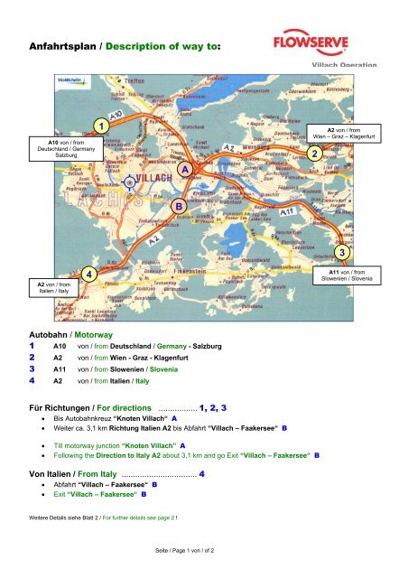 Anfahrtsplan / Description of way to: A B 1 4 3 2 - Flowserve