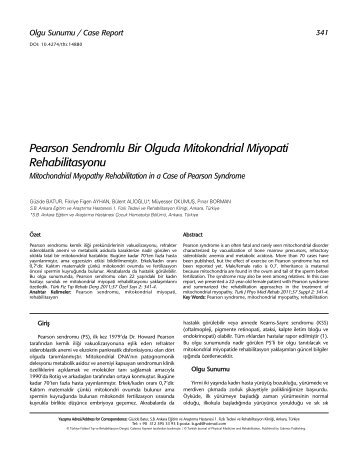 Pearson Sendromlu Bir Olguda Mitokondrial Miyopati Rehabilitasyonu
