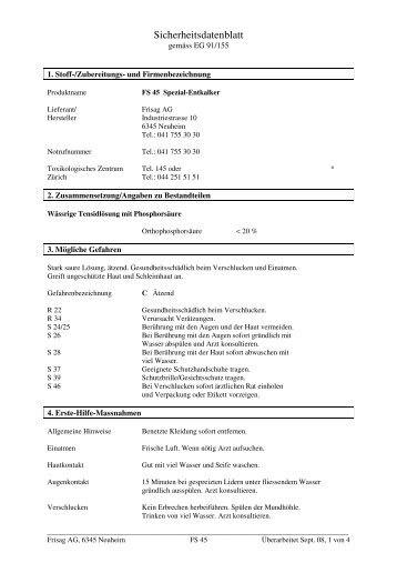 Sicherheitsdatenblatt - Frisag AG