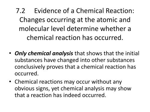 7.2 Evidence of a Chemical Reaction