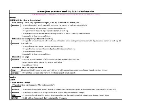 Daily Gym Workout Chart For Men Pdf