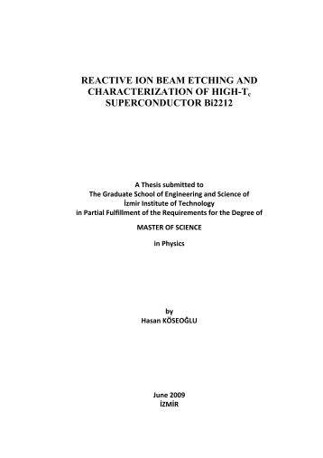 REACTIVE IO BEAM ETCHI G A D CHARACTERIZATIO OF HIGH-Tc ...