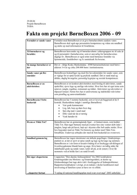 Fakta-ark om Børneboxen,pdf - Fødevarestyrelsen