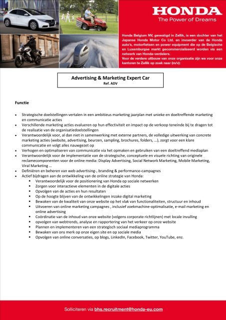 Advertising & Marketing Expert Car - Honda