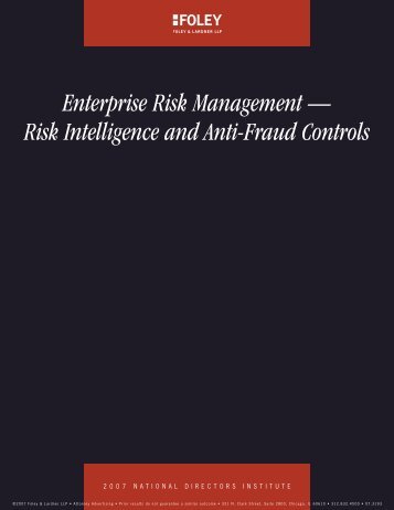 Enterprise Risk Management - Foley & Lardner LLP