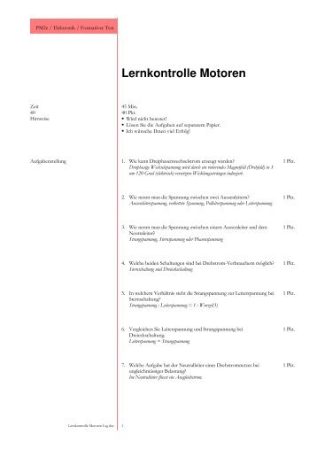 Lernkontrolle Motoren Lösungen