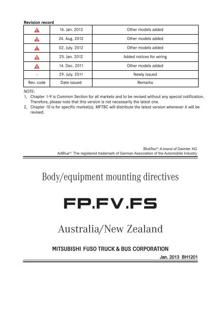 Body Builders Info FUSO HD EURO V FPFVFSNZ PART 10.4 10.10 ...