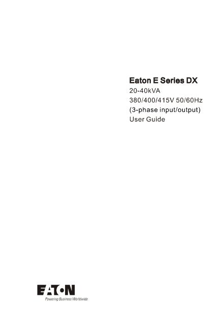 Eaton E Series DX Product Manual - Fusion Power System