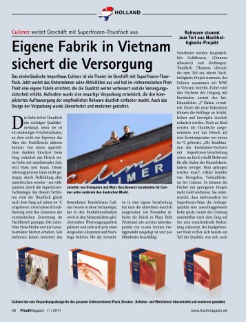 Eigene Fabrik in Vietnam sichert die Versorgung - Fischmagazin.de
