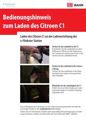 Bedienungshinweis zum Laden des Citroen C1