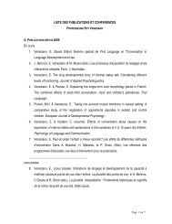 Liste des publications et confénces - Professeure Edy Veneziano