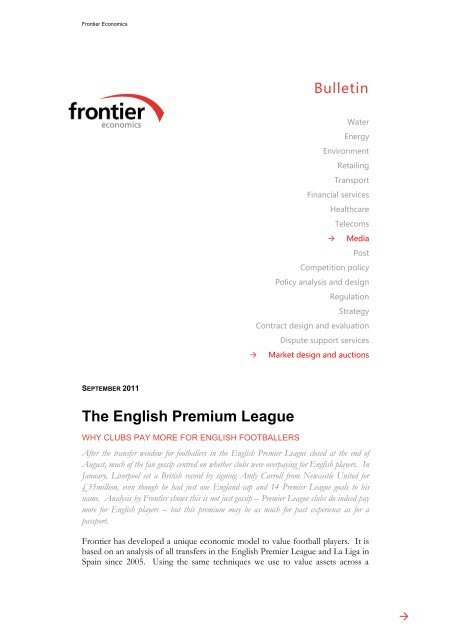 The English Premium League - Frontier Economics