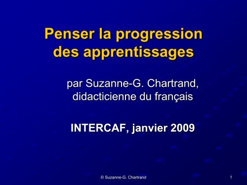 Penser la progression des apprentissages