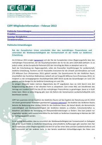 CEPF-Mitgliederinformation 02-2013