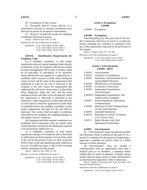 Political Reform Act 2011 - Fair Political Practices Commission