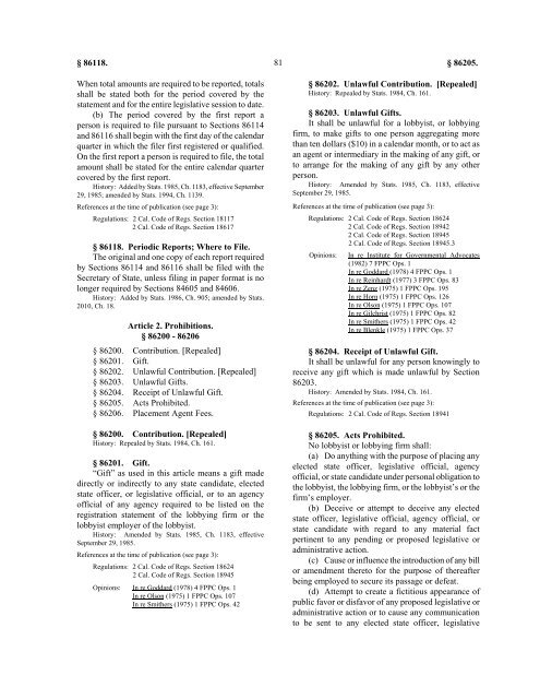 Political Reform Act 2011 - Fair Political Practices Commission