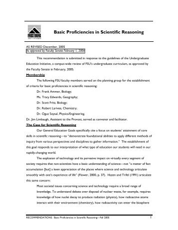 Basic Proficiencies in Scientific Reasoning - Frostburg State University