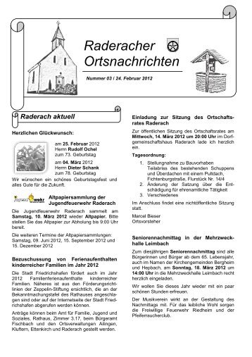 Raderacher Ortsnachrichten - Friedrichshafen