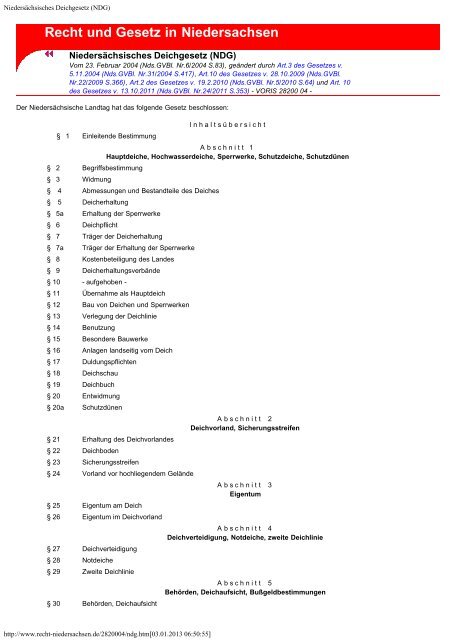 Niedersächsisches Deichgesetz - Fischereiverein Friesoythe eV