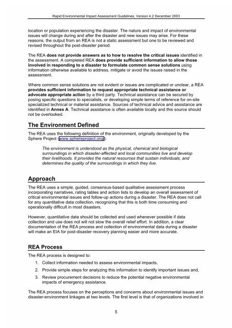 Guidelines for Rapid Environmental Impact Assessment in Disasters