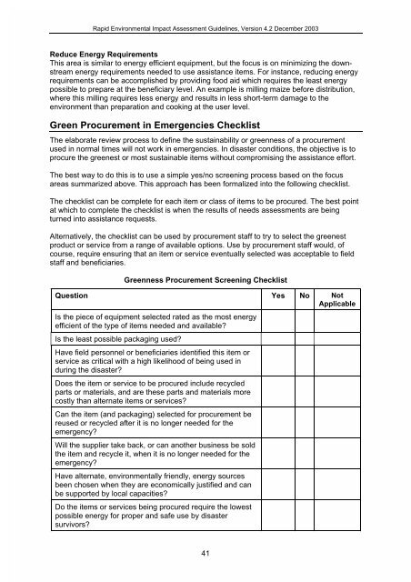 Guidelines for Rapid Environmental Impact Assessment in Disasters