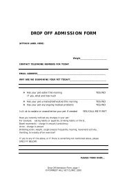 DROP OFF ADMISSION FORM - Forrest Hill Veterinary Clinic