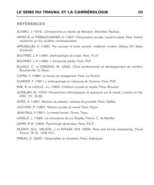 Les sens du travail et la carriérologie. - Faculté des sciences de l ...