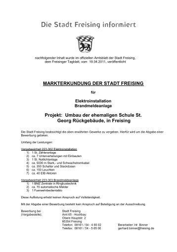 Umbau der ehemaligen Schule St. Georg ... - Stadt Freising