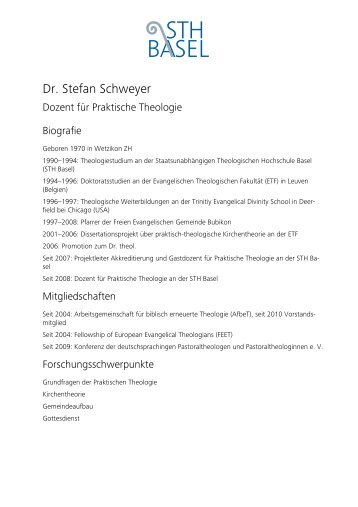 Dr. Stefan Schweyer - Staatsunabhängige Theologische ...