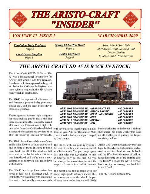 Aristocraft train sales parts