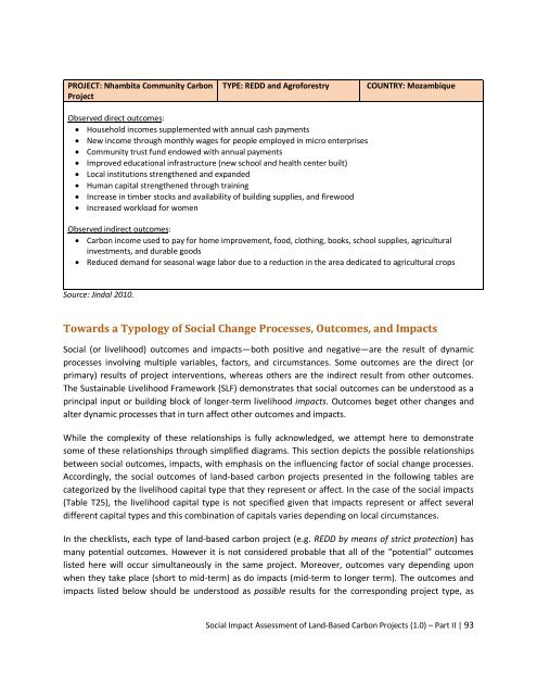 manual for social impact assessment of land-based ... - Forest Trends