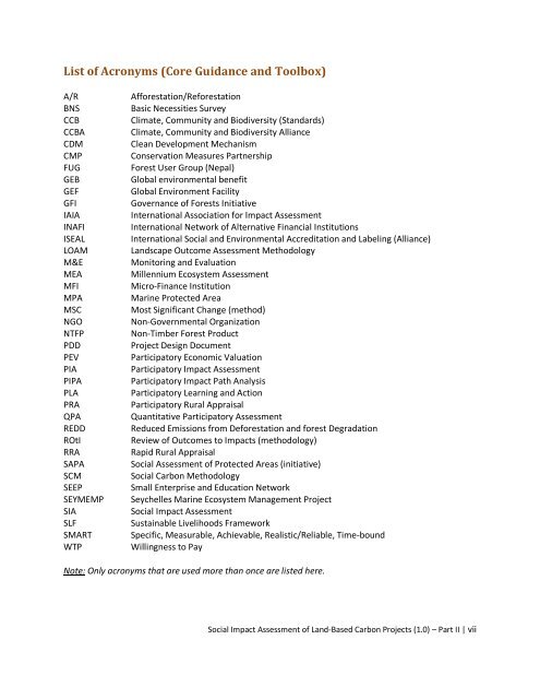 manual for social impact assessment of land-based ... - Forest Trends