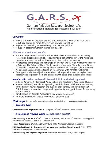 German Aviation Research Society e.V. - GARS - German Aviation ...