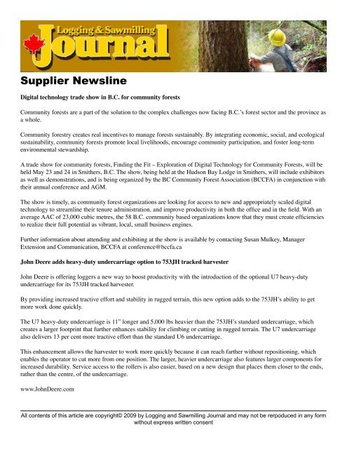 Supplier Newsline.pdf - Logging and Sawmilling Journal