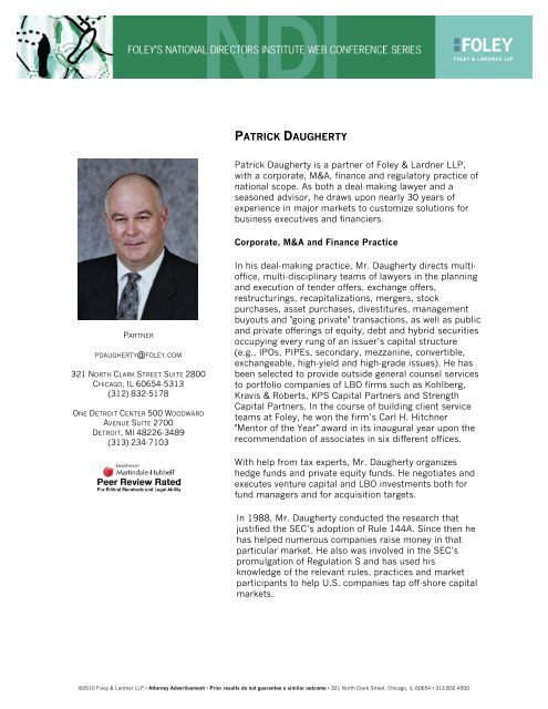 Speaker Biographies - Foley & Lardner LLP