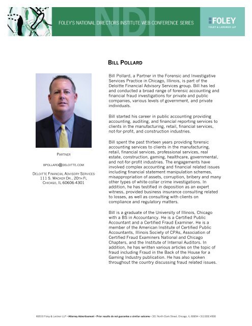 Speaker Biographies - Foley & Lardner LLP