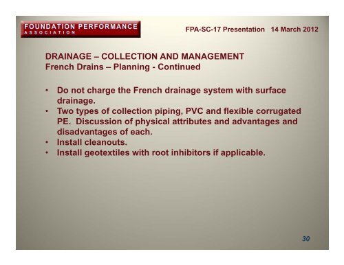 Drainage Guidelines - Foundation Performance Association