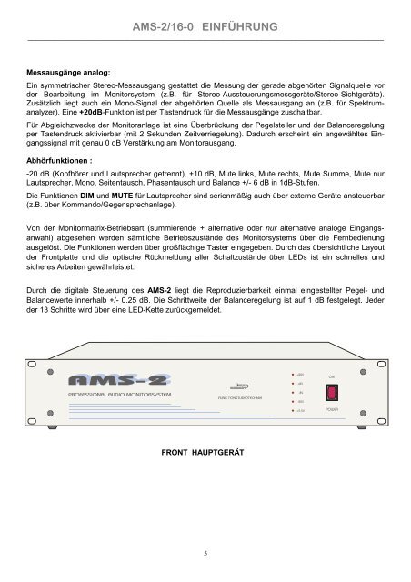 AMS-2/16-0 MANUAL 1.400kB - Funk Tonstudiotechnik