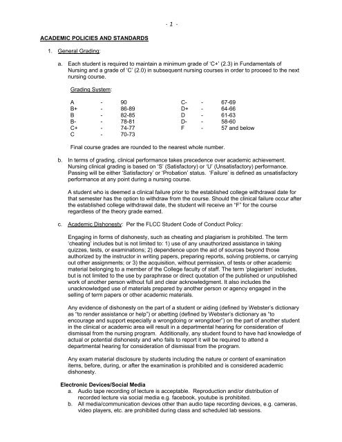 Nursing Department Policies and Standards - Finger Lakes ...