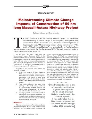 Mainstreaming Climate Change Impacts of the Masalli-Astara Highway ...
