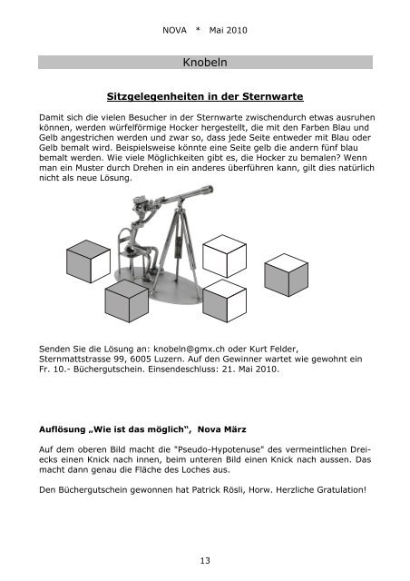 Nova 476 Mai 2010 - Astronomische Gesellschaft Luzern