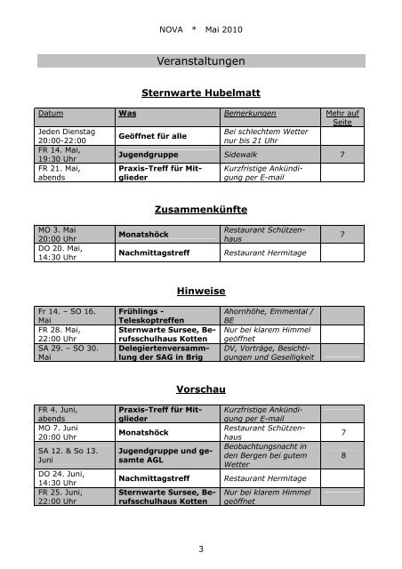 Nova 476 Mai 2010 - Astronomische Gesellschaft Luzern