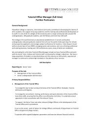 Tutorial Office Manager (full-time) Further Particulars - Fitzwilliam ...