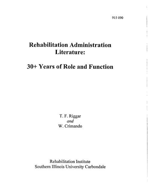 Rehabilitation Literature: - NCRTM